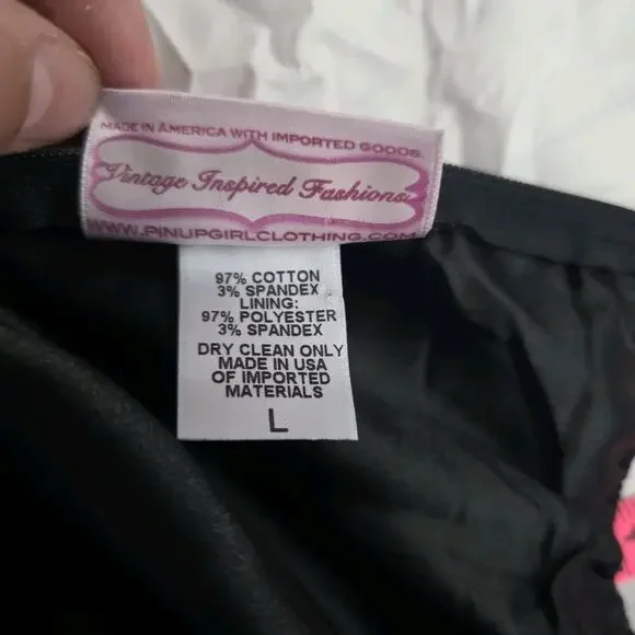 PINUP COUTURE PUG Jenny Halloween Harlequin Dress Large Black Orange Vintage - Picture 11 of 11